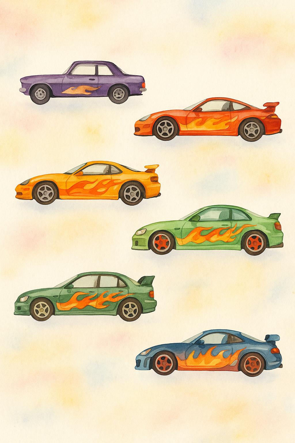 Fast cars (6 magnets)