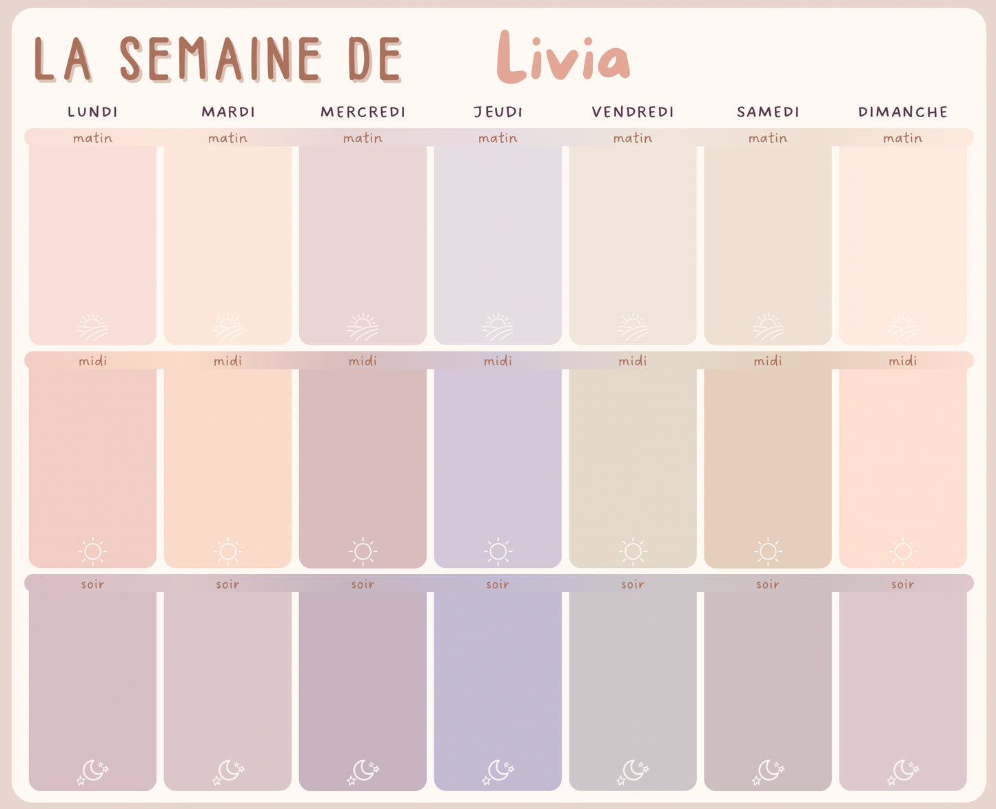 Tableau Magnétique Hebdo – Personnalisable pour Enfants + 40 Vignettes