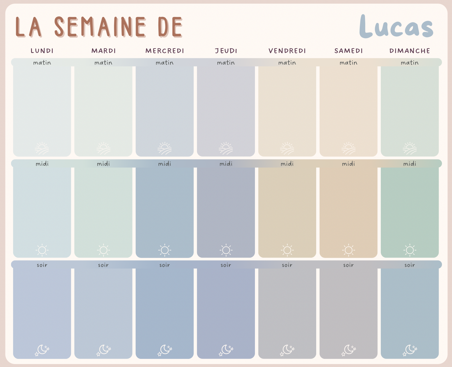 Tableau Magnétique Hebdo – Personnalisable pour Enfants + 40 Vignettes