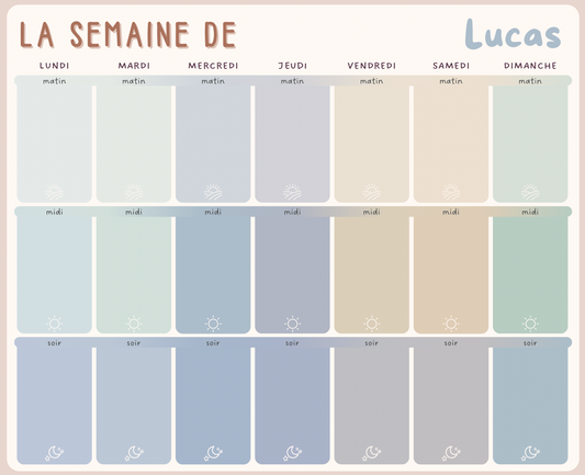 Tableau Magnétique Hebdo – Personnalisable (Enfants à la maison la semaine) SEULEMENT TABLEAU