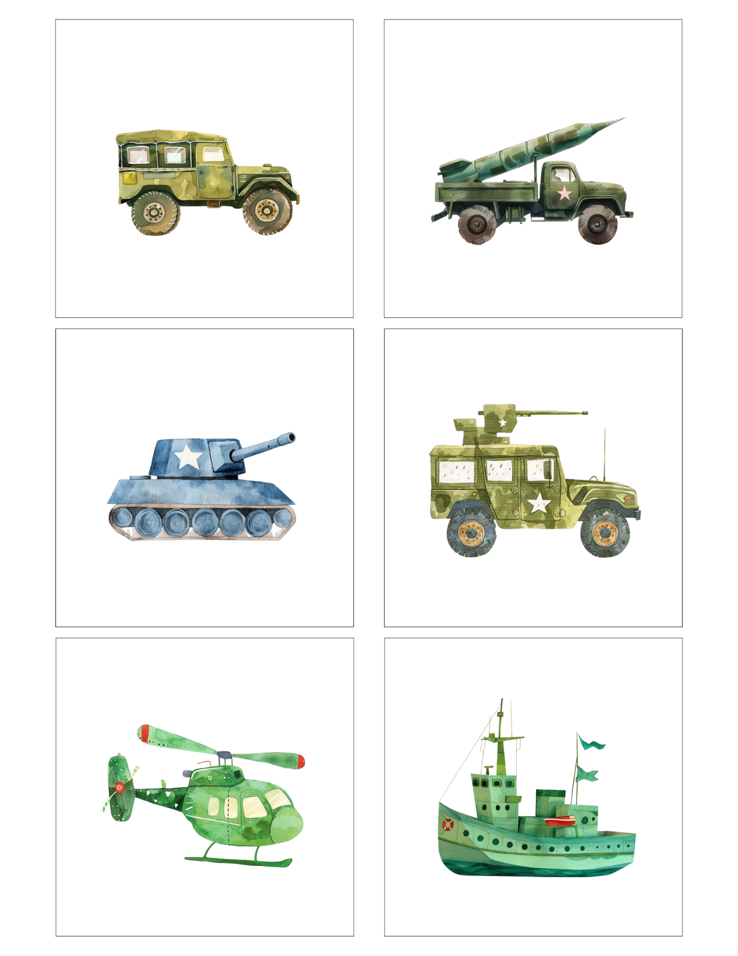 Military vehicule (6 magnets)