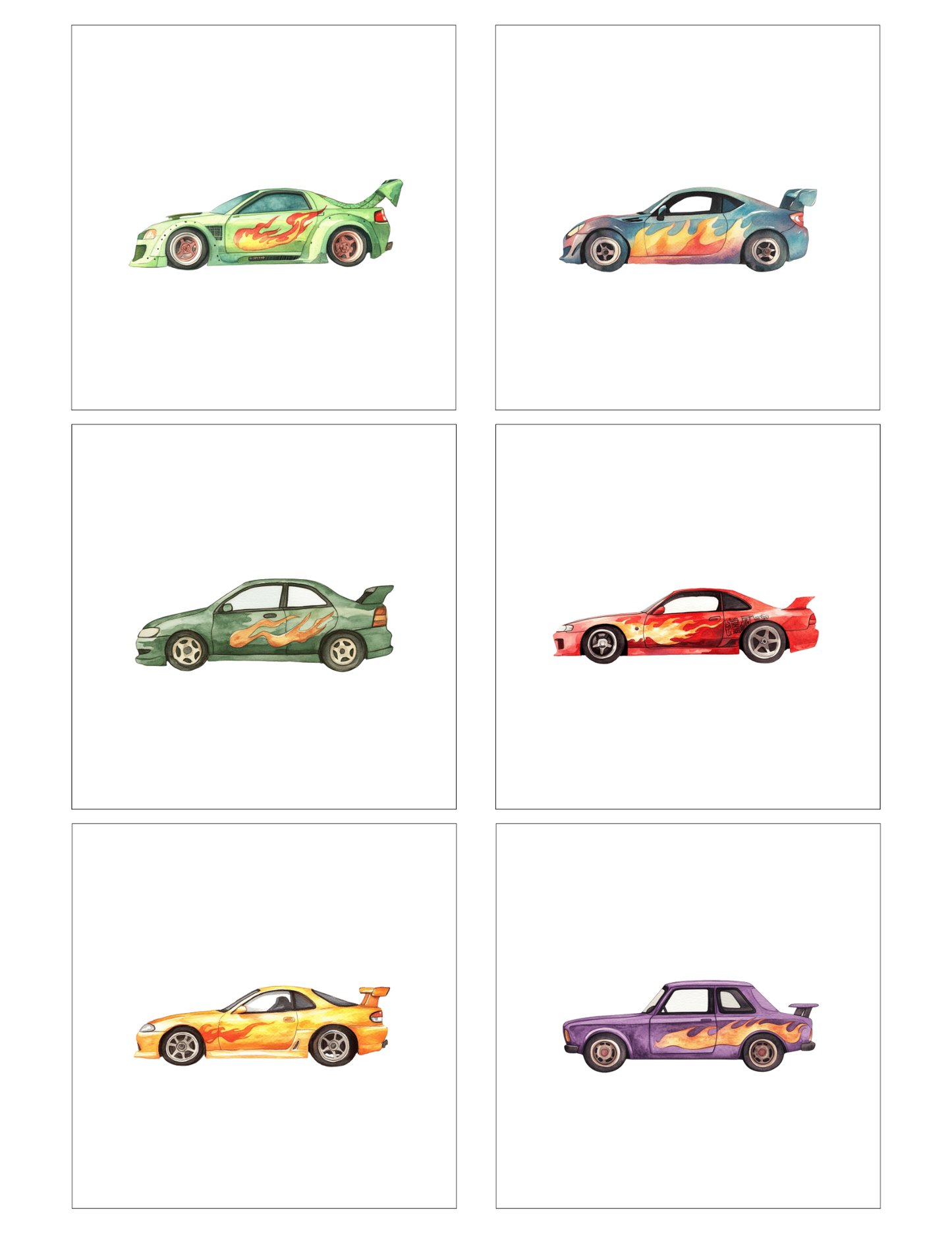 Fast cars (6 magnets)