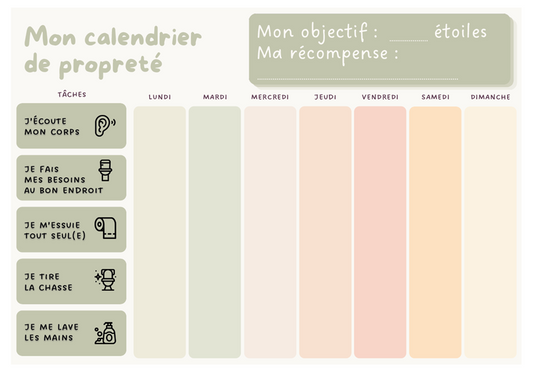✨ Tableau "Je deviens propre" (utilisez avec un crayon effacable)✨