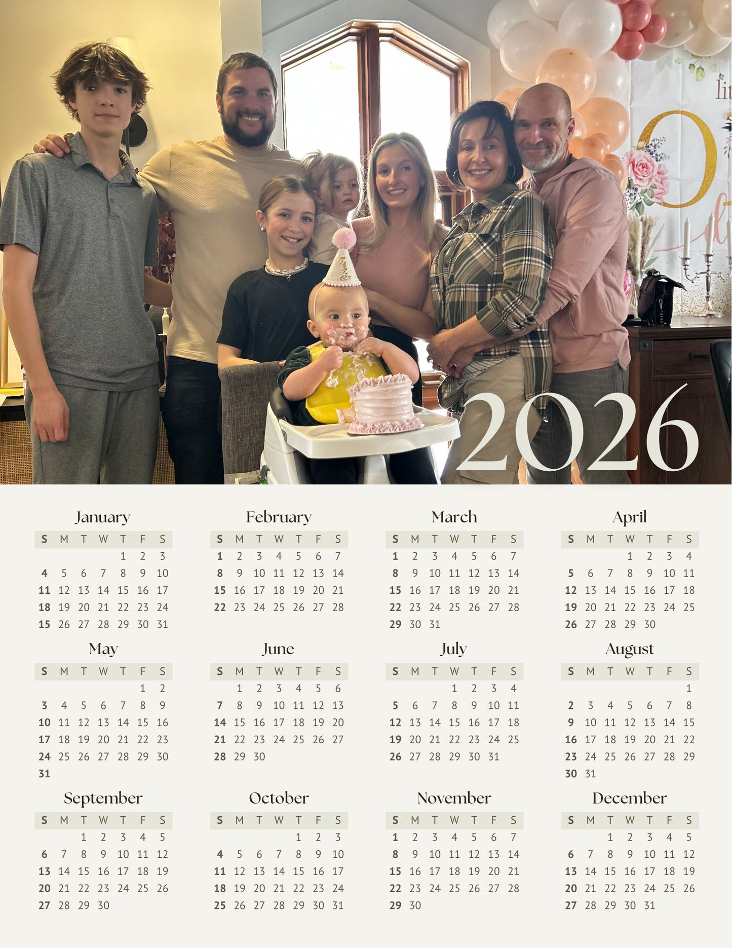 Calendrier entier 2026