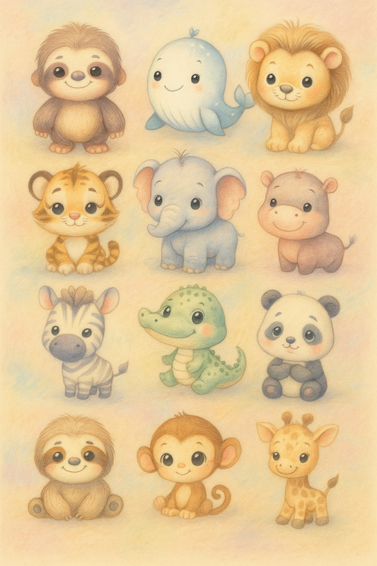 Jungle animals (12 magnets)