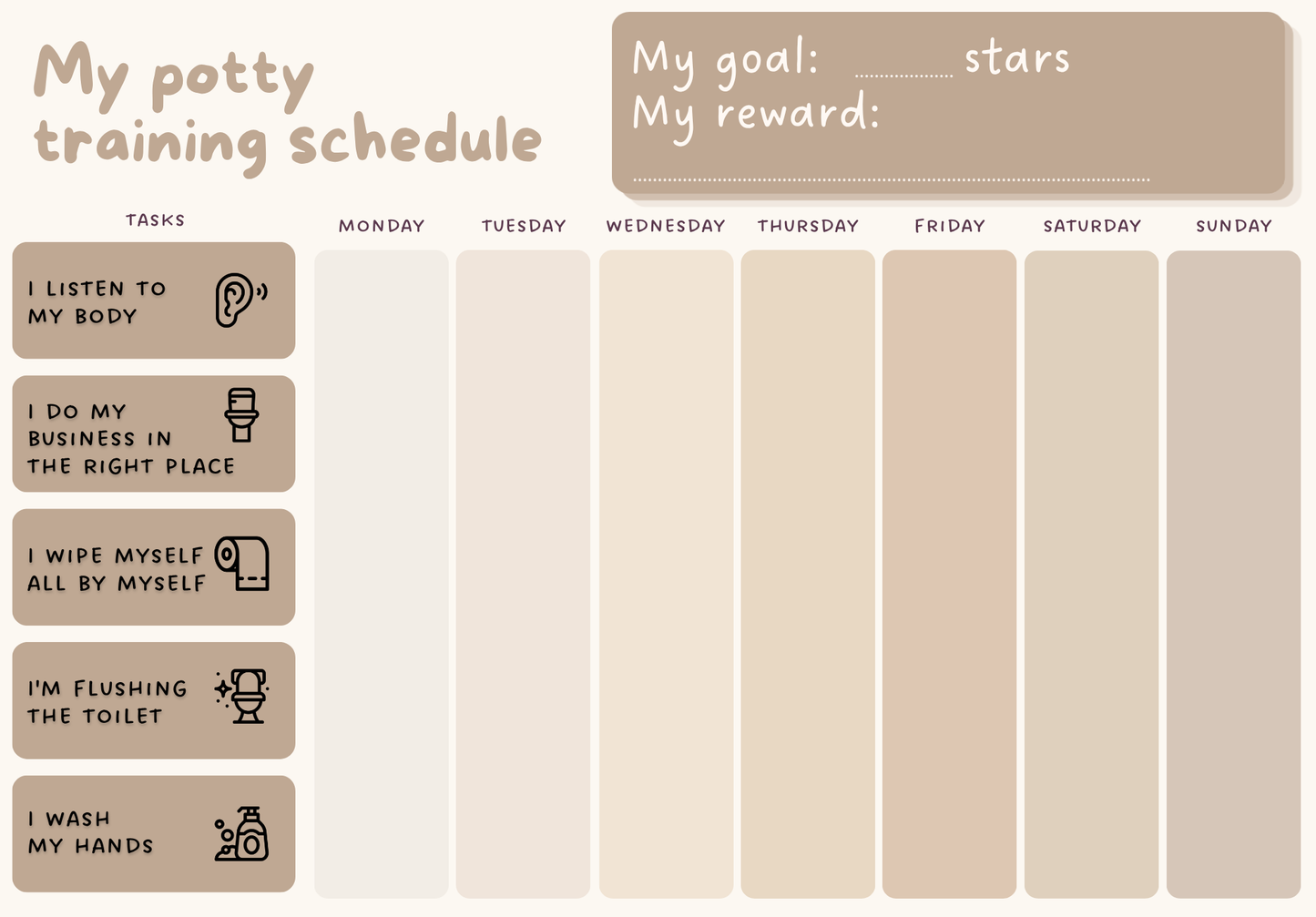 ✨ “Potty Training” Chart (use with a dry-erase marker)✨