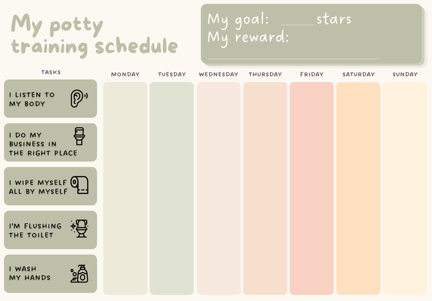 ✨ “Potty Training” Chart (use with a dry-erase marker)✨