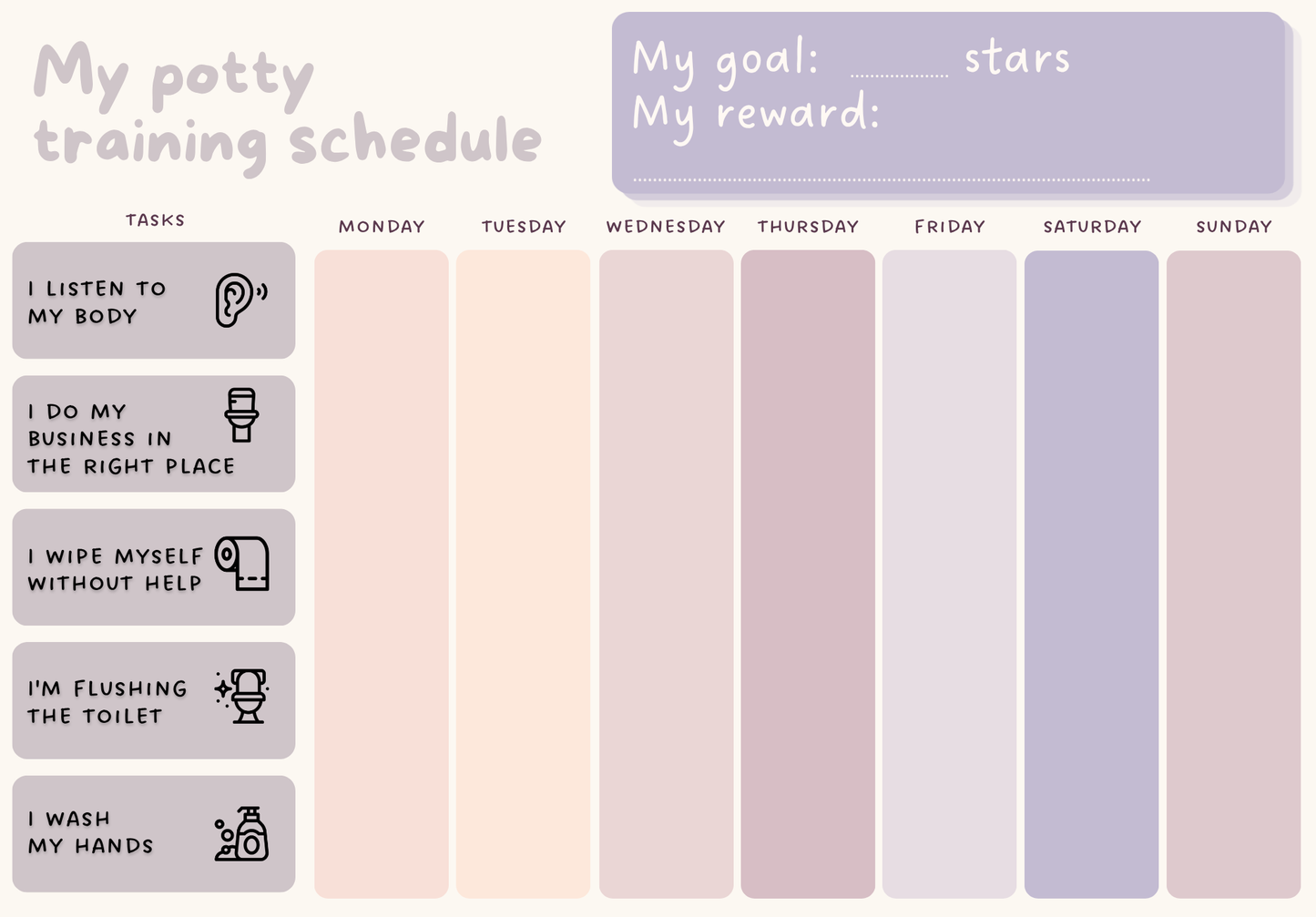 ✨ “Potty Training” Chart (use with a dry-erase marker)✨